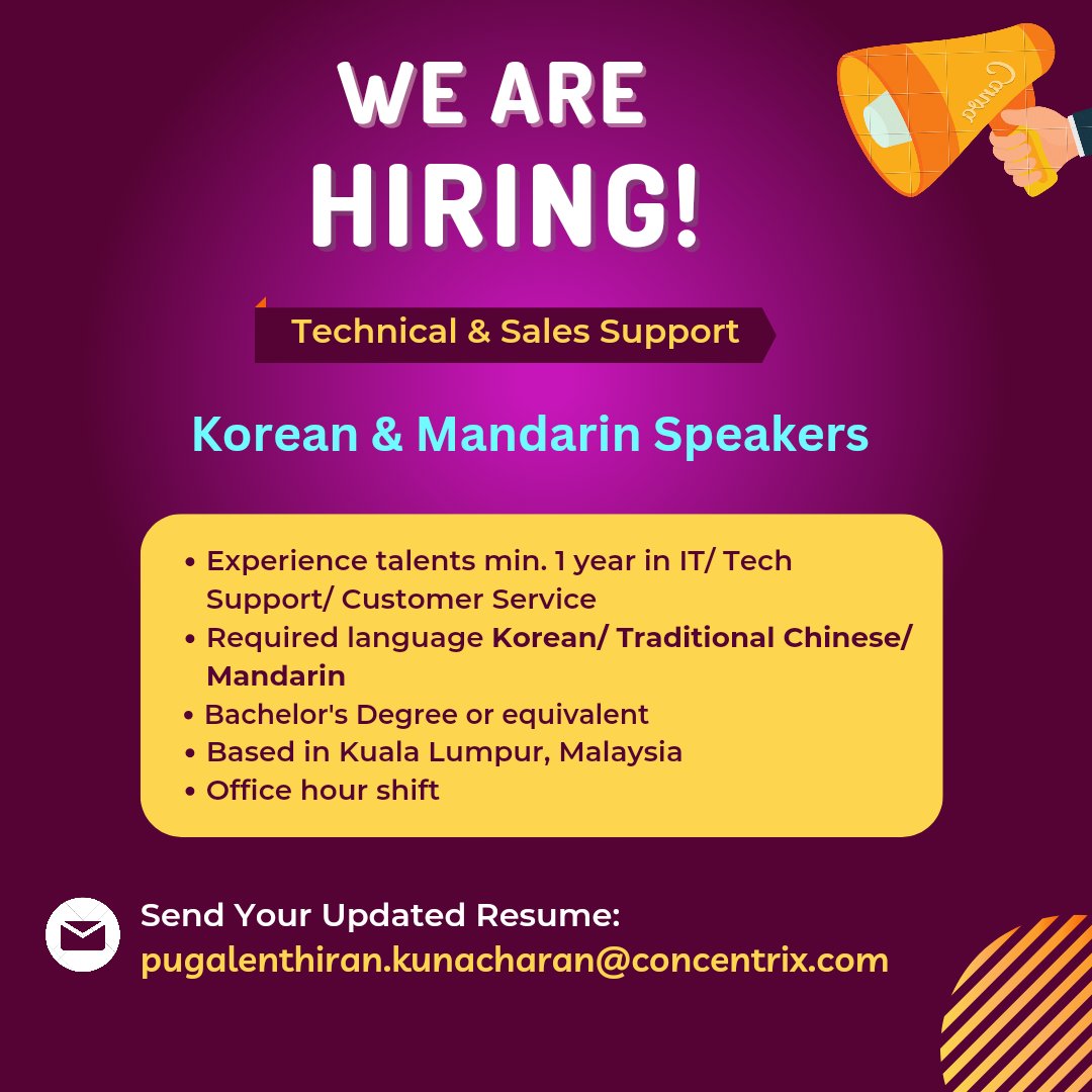 DevikaGucci4's tweet photo. Immediate Hiring!!!

Korean Speakers , Mandarin Speakers

@sebarkerja @JobStreetMY @JobVacanciesMY @MauKerjaMY @tmj_mys_jobs @MJV_JOBS @Kerjacarirezeki @CKKMY18 @Oh_KerjaKosong @kerjakosong123 @twt_kerja @JobsMalaysia_ @kerja @twt_kerja @KerjaKosongWoi https://t.co/PahbQji9p5