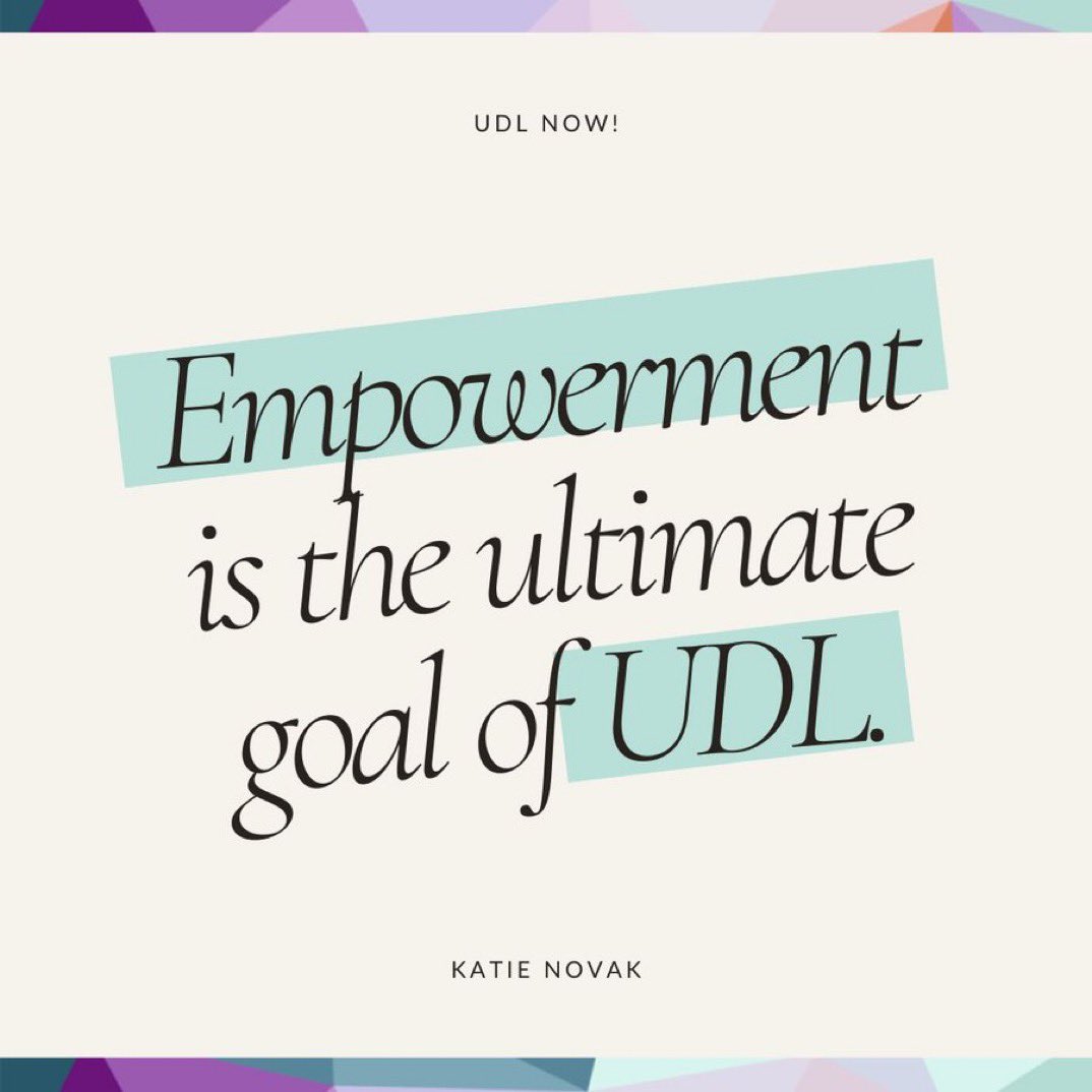 As my bestie @gcouros always says, “Engagement is more about what you can do for your students, and empowerment is about helping students to figure out what they can do for themselves.” Empowerment is the ultimate goal of UDL. #UDLNow