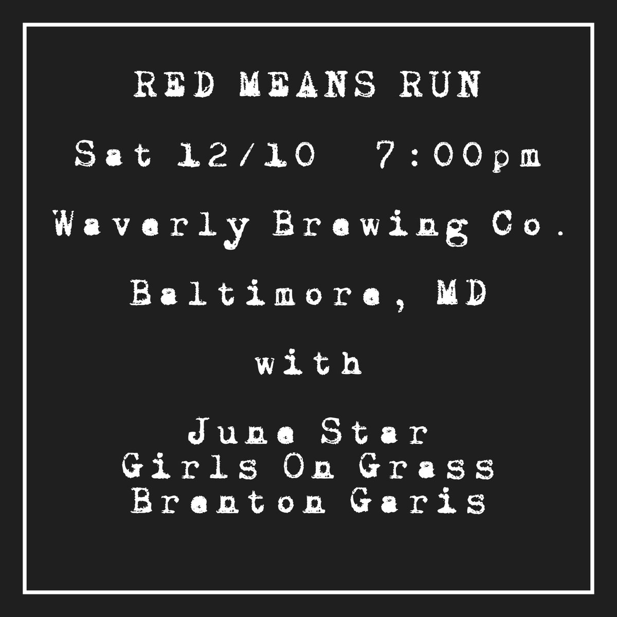 This Saturday, we head back to Baltimore. MD and VA friends, come join us. We kick things off at 7:00pm. With <a href="/girls_on_grass/">Girls on Grass</a>, @junestarband and Brenton Garis. See you there! #baltimore #livemusic #altcountry #americana #rootsrock