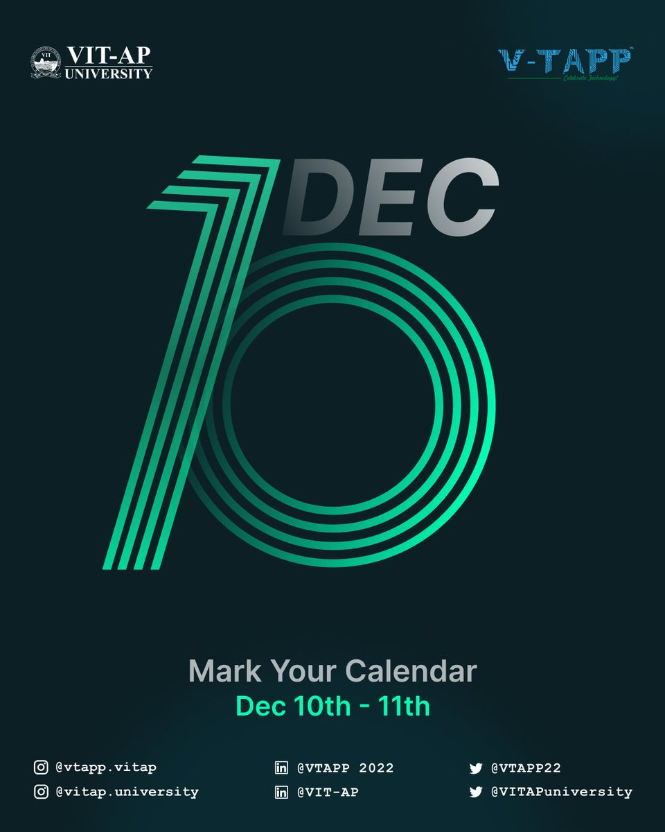 VTAPP22's tweet photo. So event registrations have begun on our vtapp official website.Go through them, buy tickets for your favorite events, and wait for December 10 and 11.

VTAPP '22 An International technical fest by VIT-AP on 10-11 December 2022. See you all at VTAPP

#vituniversity #vitap #VTAPP https://t.co/OK9SwKWrWf