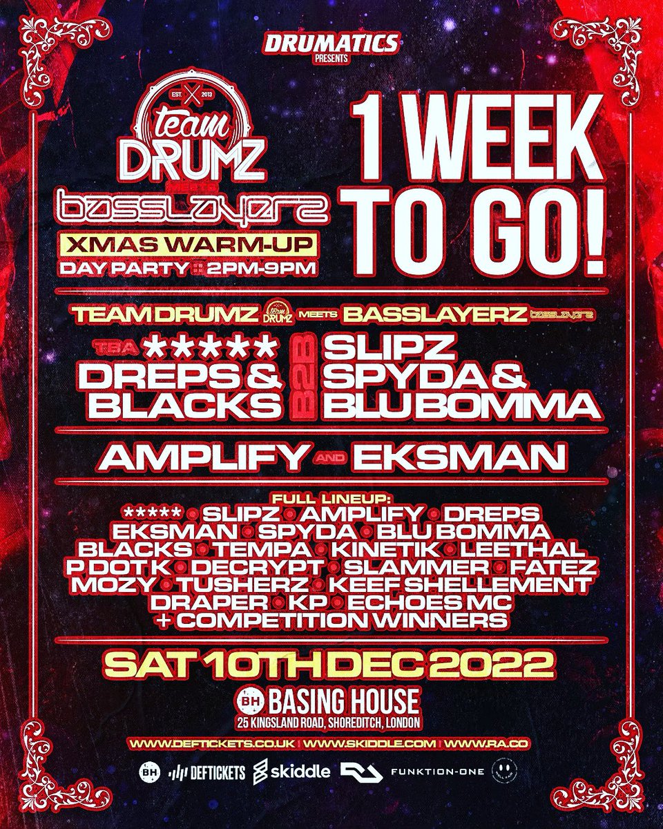 Dreps_TD's tweet photo. THIS COMING SATURDAY COME DOWN TO OUR X MAS DAY PARTY IN BASING HOUSE LONDON BIG VIBES BIG LINE UP!! #Teamdrumz #basslayers #drumatics
https://t.co/WLmtXdi4hp https://t.co/x7HFDVajEn