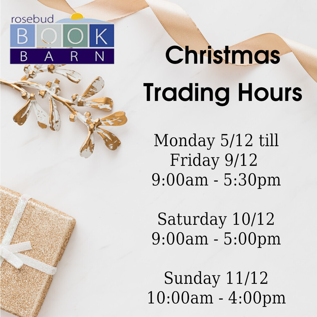 RosebudBookBarn's tweet photo. This weeks extended opening hours.
.
.
.
.
 #christmas #christmastrading  #xmas #xmas2022 #xmasgifts #xmasbooks #christmas2022  #rosebud #bookworm #welovebooks #morningtonpeninsula #books #bookstagram #booksofinstagram #supportlocal #rosebudbookbarn #boo… https://t.co/ZYDDe13RPt https://t.co/ZHM9gPMtVm