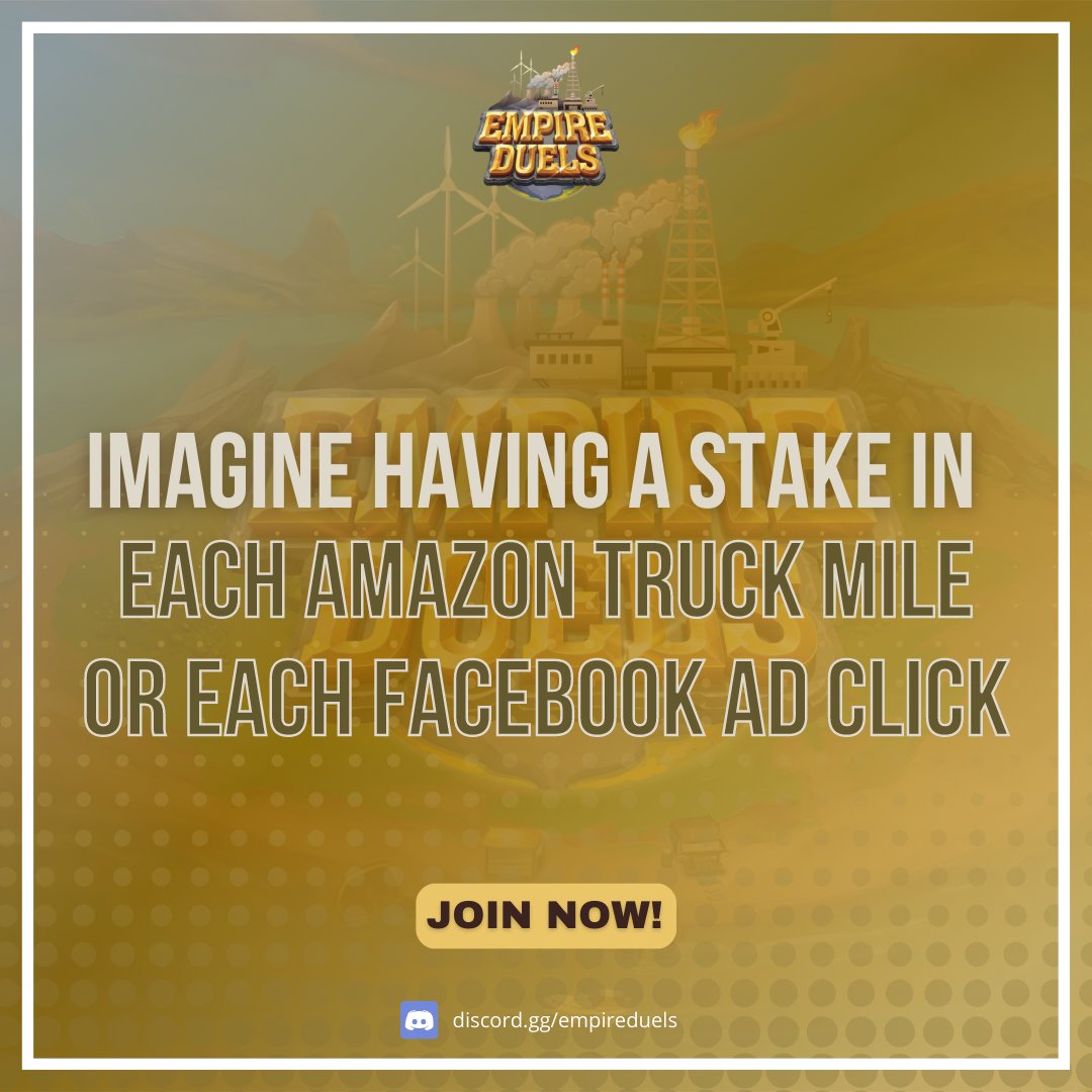 Imagine having a stake in each Amazon truck mile or each Facebook ad click. Empire Duels allows early investors to hold a share of the game's infrastructure and profit from each click.
#Waxp #P2Egaming #SolanaNFT