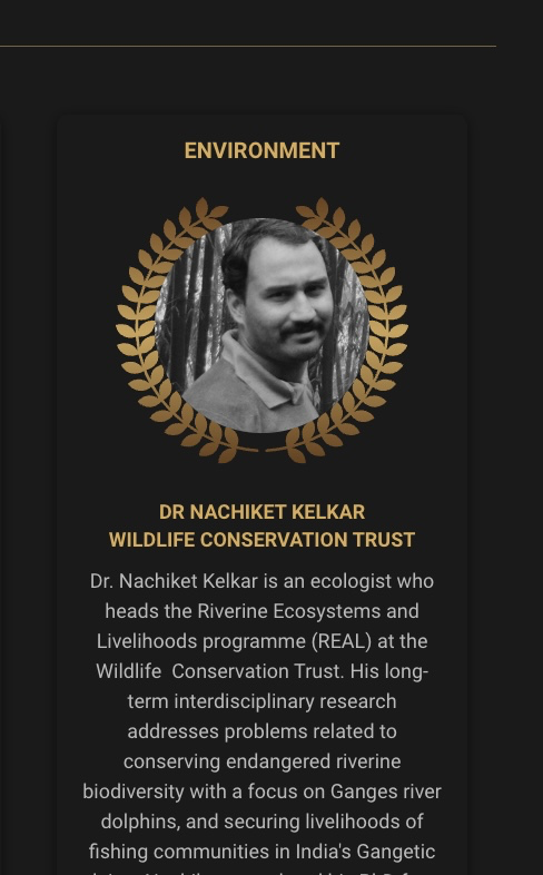 MSc_Wildlife's tweet photo. Our alumnus, Dr Nachiket Kelkar bagged the NDTV True Legend - Future of Young India Award in the "Environment" category. Congratulation! @MSc_Wildlife @NCBS_Bangalore @atree_org @WCT_India https://t.co/RRDShtM4Sd https://t.co/pdQPkU2B1W