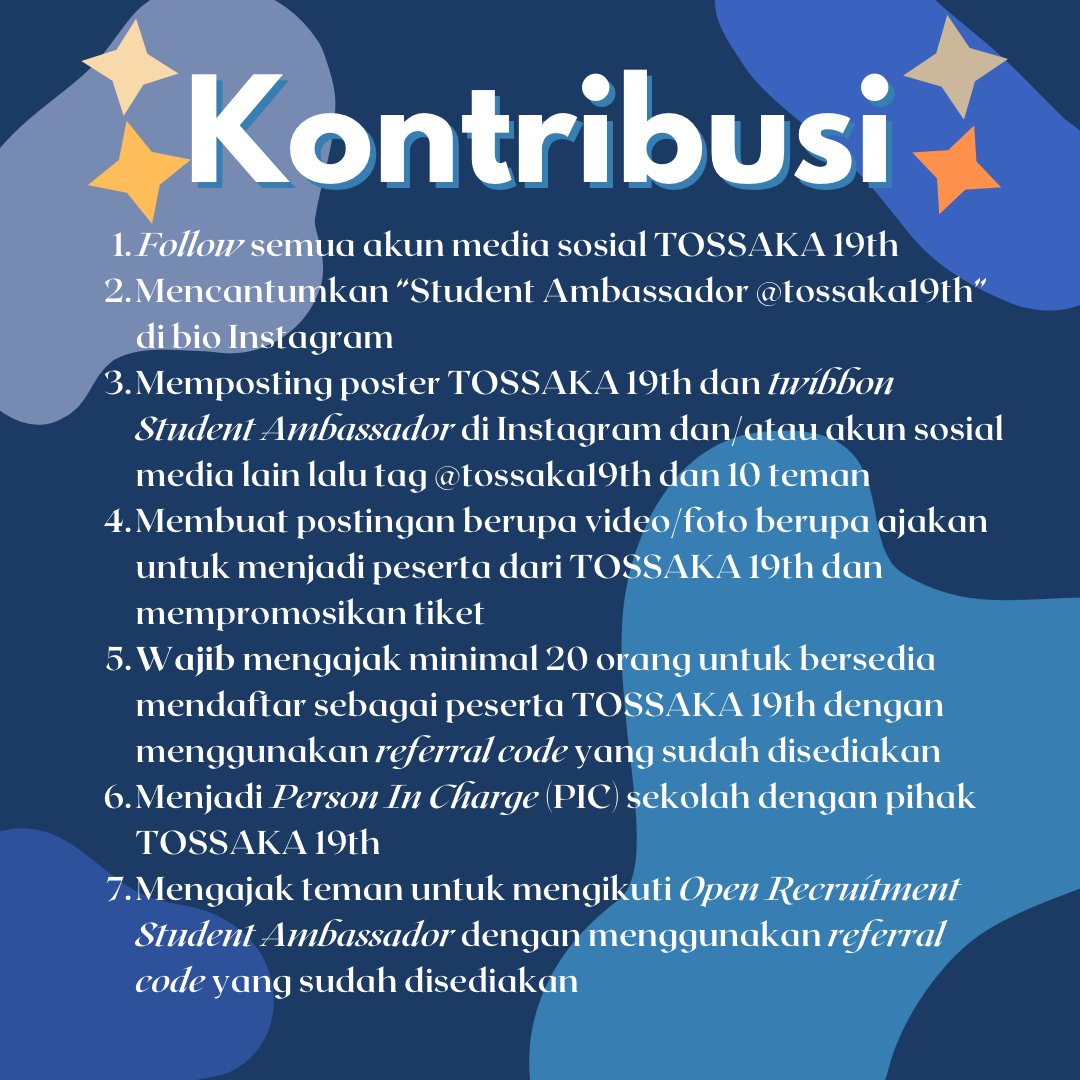 tossaka19th's tweet photo. Applications are now open and our search will end on the 19th of December. Best of luck!

https://t.co/9ApP17TNC1

Narahubung:
Nadhifa (081398219954 | LINE: nadifhaa) https://t.co/JA5yOhT7Ll