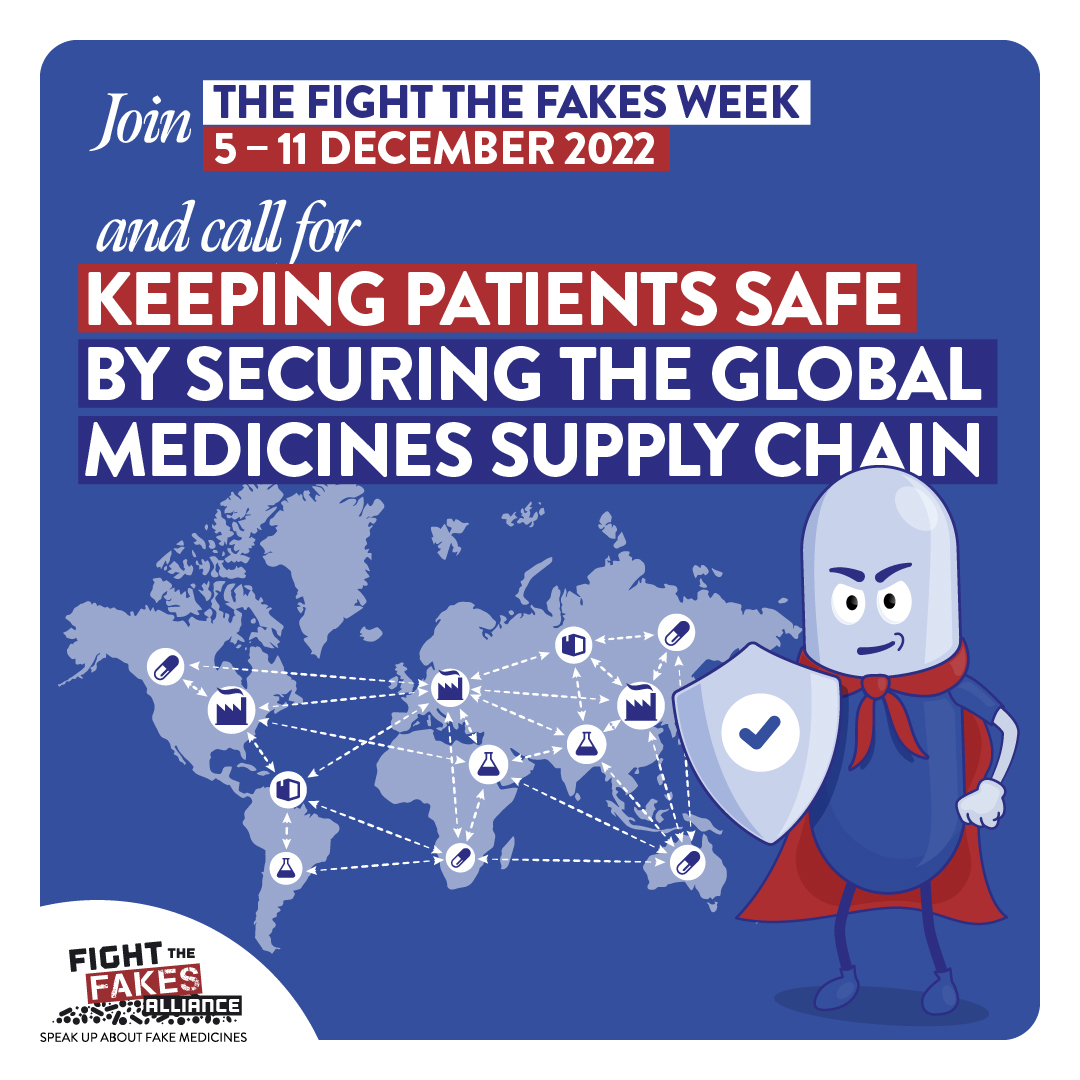 📢#FightTheFakes Week kicks off today! Did you know that substandard and #fakemeds can find their way into the supply chain in many ways 💢 threatening #patientsafety? Join #FTFWeek to call for a more secure global medicines #supplychain 🔒🌐 ℹ️ fightthefakes.org/week/5th-fight…