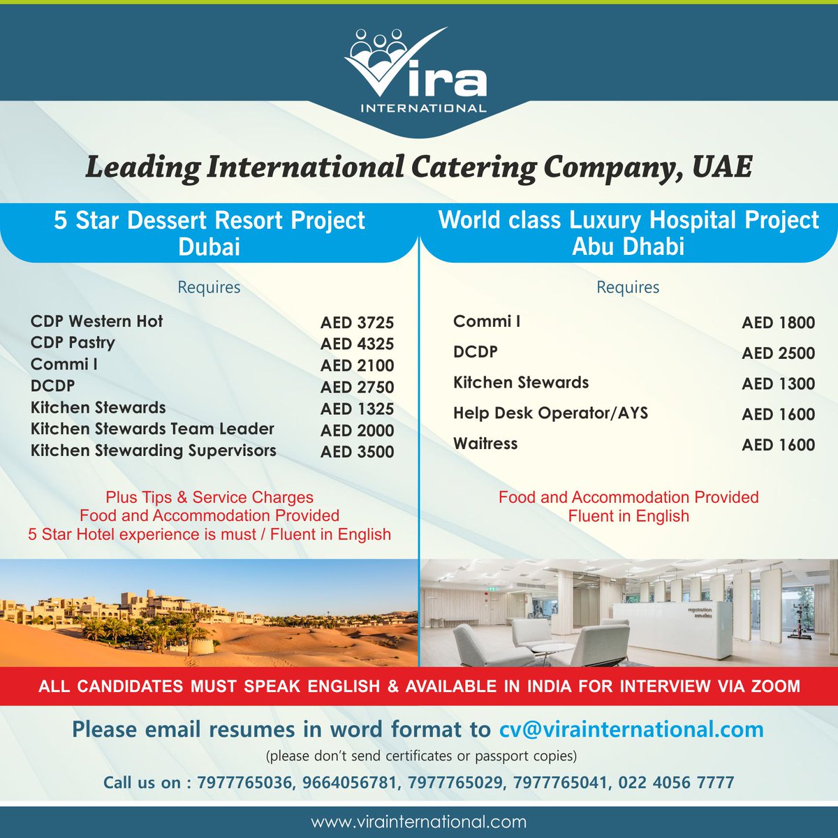 Vira_India's tweet photo. #Jobs #Recruitment #Jobsearch #Jobopportunity #Jobhunters #Jobvacancy #Openings #HospitalityJobs #Hospitality #CDP #Commi #DCDP #Steward #Waitress #HelpDeskOperator #UAE https://t.co/RyXRrInu77