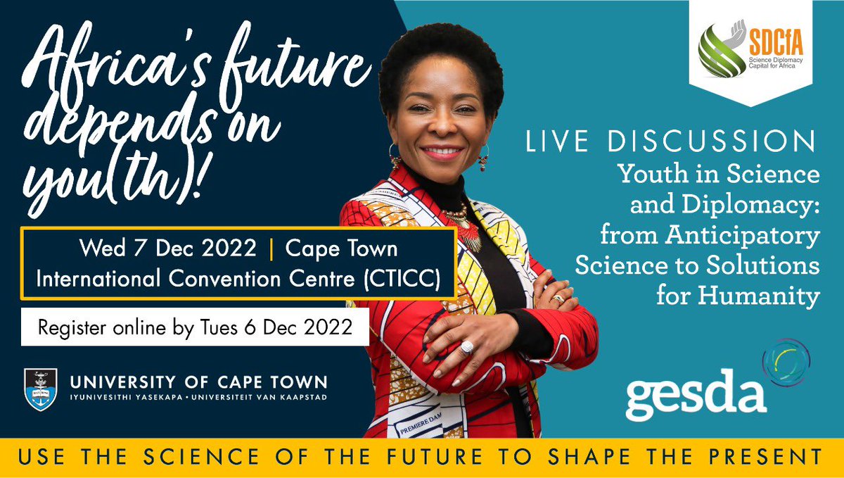 FabAcademic's tweet photo. Youth voices are critical to shaping science for the benefit of humanity! Your insights matter. I am hosting the @GESDAglobal youth event @WorldSciForum on Wed 7 Dec. Register here to attend this FREE! event: https://t.co/mBJnC0xhjU #youthinscience #science4Africa #WSF2022 https://t.co/HmzKs8tWRB