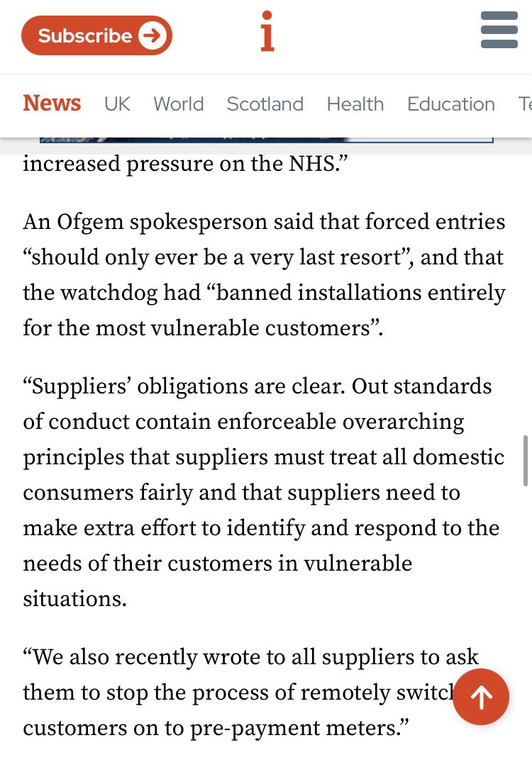 CarolineMacf's tweet photo. Remote switching shouldn’t be allowed as when this happened to me, @OVOEnergy hadn’t even given me an account number to top up and it took an hour on hold to pay. Also the fact that not being able to pay energy bills is labelled “self-disconnection” is morally repugnant @ofgem https://t.co/n4CRBGWiQG