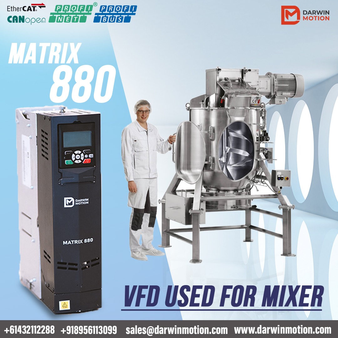 DarwinMotion's tweet image. VFD Used for Mixer - MATRIX 880. Darwin Motion Designed and Devlopement of Variable frequency drives and Servo Drives .
#solardrive #TorqueModeDrive #HighPerformanceDrive #RegenerativeDrive #HighFrequencyDrive #VFD #variablefrequencydrive #MATRIX880 #MIXER #darwinmotion