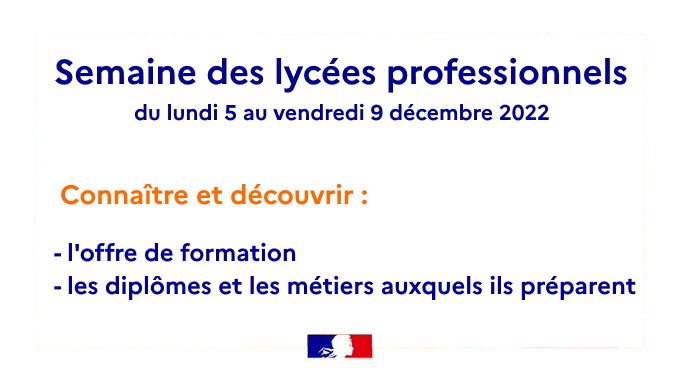 Eduscol's tweet photo. 📢 Semaine des lycées professionnels du 5 au 9 décembre : une semaine de valorisation de l’excellence de la voie professionnelle. Une opportunité aussi pour les collégiens de découvrir la diversité des parcours et des métiers d'avenir qui s'offrent à eux🧭
https://t.co/aAWLBz6tvU https://t.co/9atRXCnveD