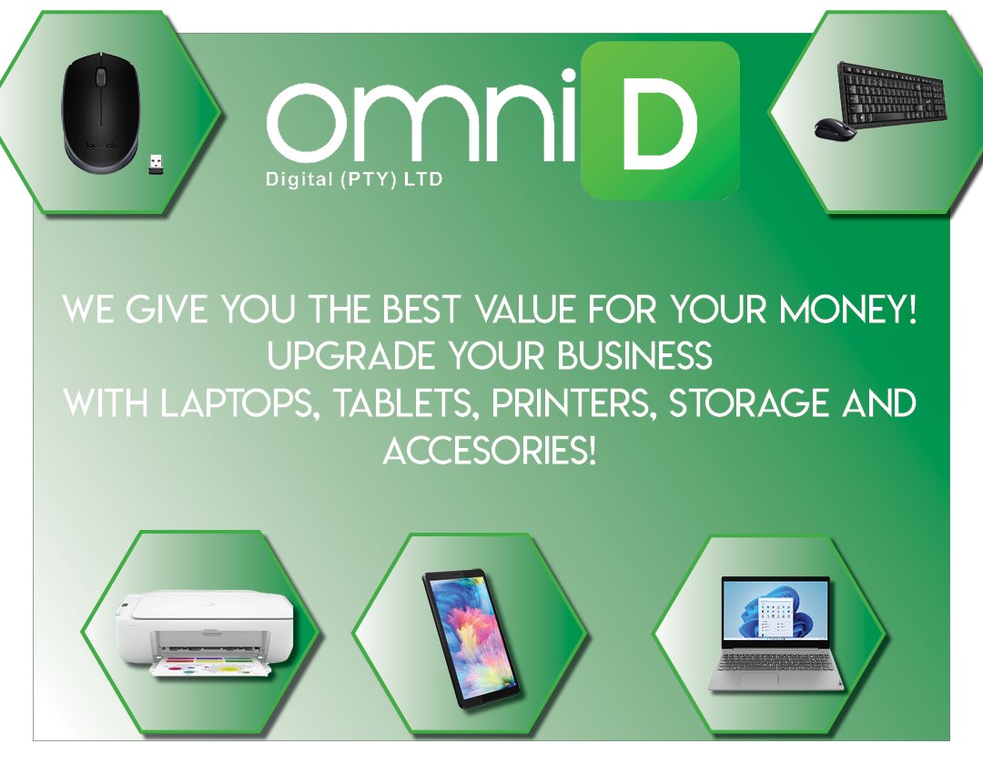 Omni-digital gives you the best value for your money! Laptops, tablets, printers, storage and accessories!
VISIT OUR WEBSITE: omni-digital.co.za
#laptops #reseller #tech #business #businessowner #businessowners #tablet #printer #technologies