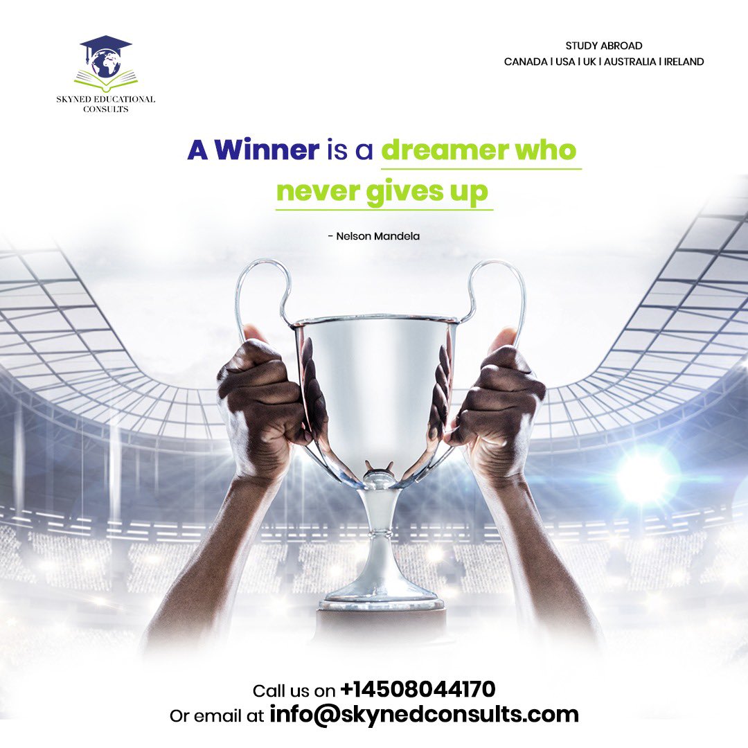 SkynedC's tweet photo. This is not the time to retreat. “A winner is a dreamer who never gives up” - Nelson Mandela
Welcome to a new week!
#monday #newweek #newweeknewgoals #studyabroad #dreams #canada #japacommunity #studyoverseas #studygram https://t.co/3Ww9OZHG1F