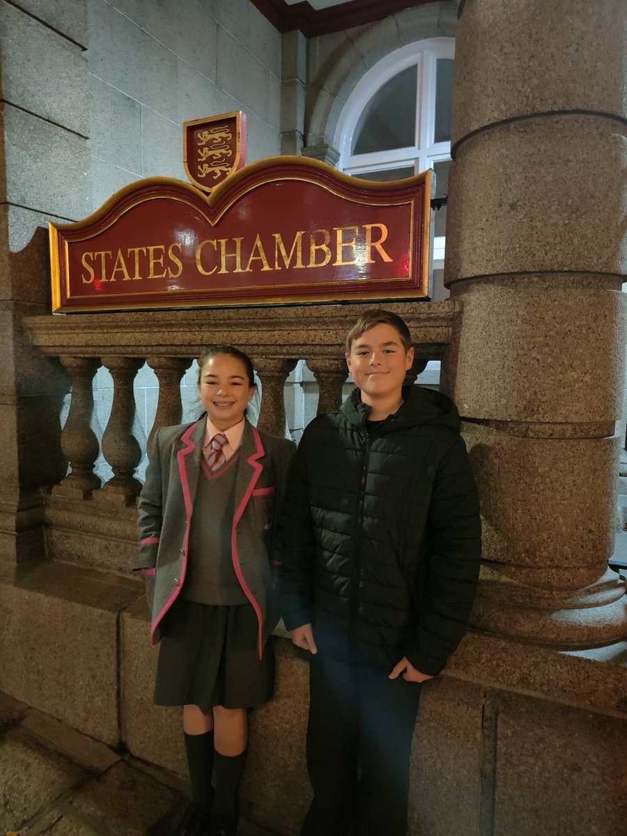 We are delighted to introduce our two Year 8 Jersey Youth Parliament Representatives.  On Monday, they attended the States Assembly to debate three issues affecting young people in Jersey; housing, sport and medical care.
