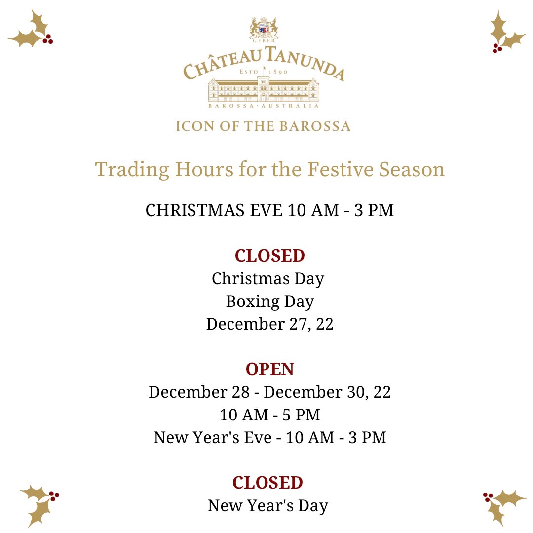 Festive Season Trading Hours 🥂