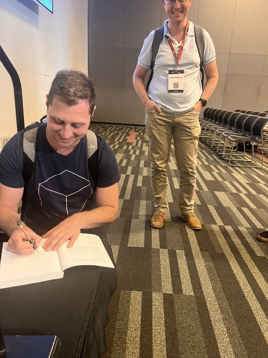 When an audience member comes up after your conference talk and asks you book sign 🥺 #YOW22 @timClicks
