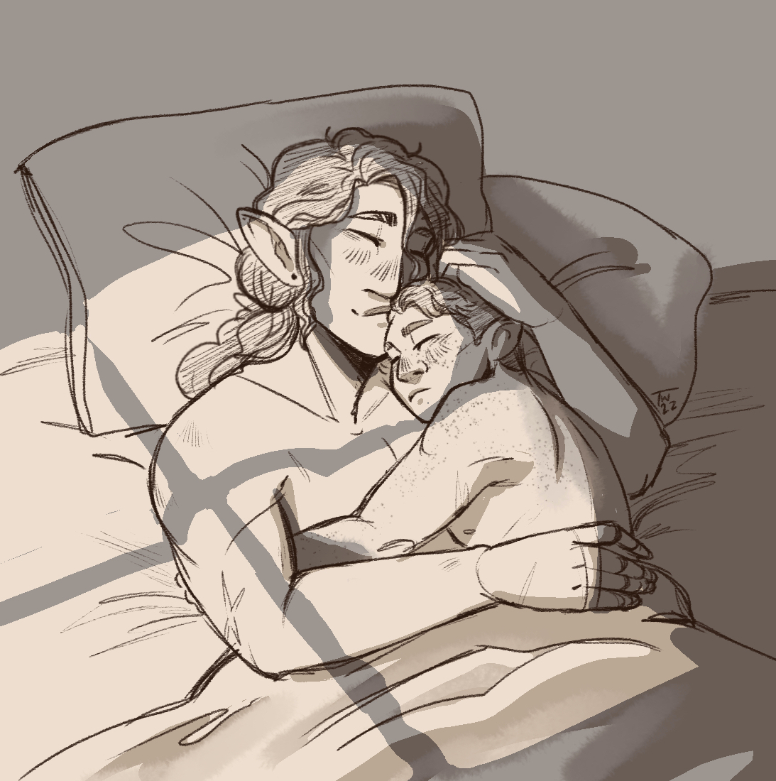 Lil soft sleepy Will & Orym for the evening 🔴🌙 #criticalrolefanart