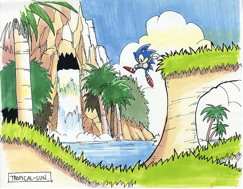 classoneradaily's tweet photo. Tropical Sun concept art for Sonic 2 by Yasushi Yamaguchi. https://t.co/fmtUeiQ6Yb
