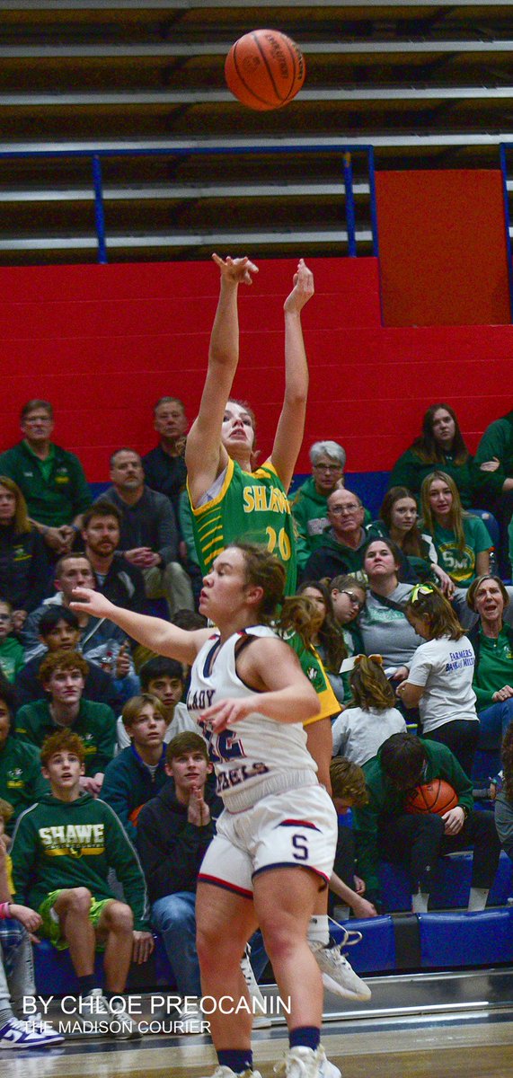CampbellSports's tweet photo. Shawe defeated Southwestern 63-61 in girls basketball on Friday. (Madison Courier Photos by Chloe Preocanin) https://t.co/0GKc3lZPai