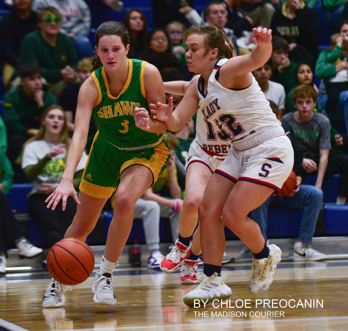 CampbellSports's tweet photo. Shawe defeated Southwestern 63-61 in girls basketball on Friday. (Madison Courier Photos by Chloe Preocanin) https://t.co/0GKc3lZPai