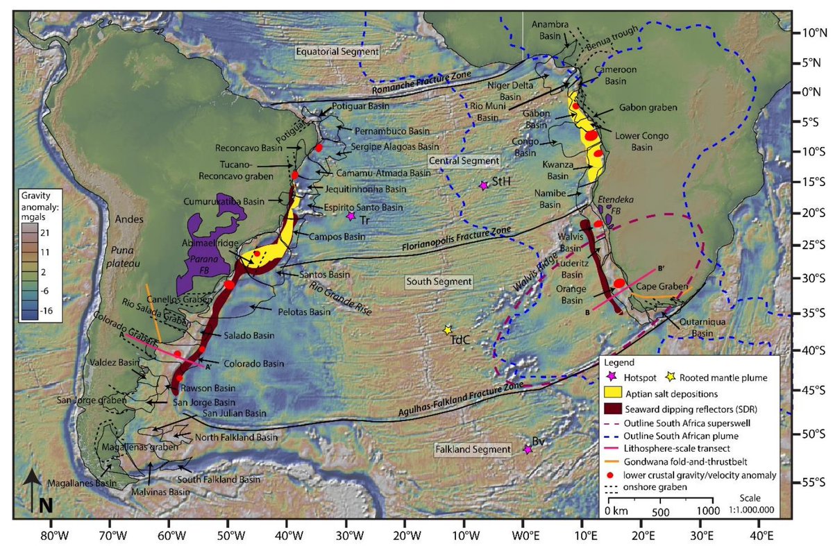 EQuake_Analysis's tweet photo. Recent intraplate 5.2 (#USGS) South Atlantic Ocean (offshore Brazil), could be associated to the reactivated oceanic fracture zone (Rio Grande/Florianopolis Fracture Zone?), triggers factors are the nearby MAR seafloor spreading and the Rio Grande Rise lithospheric loading. https://t.co/PDiReTnH7x