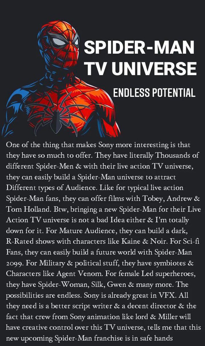 RT @Syed_HumayunAz3: The new Spider-Man TV franchise is in safe hands and I have very high expectations from it. https://t.co/O45MjuR0wS
