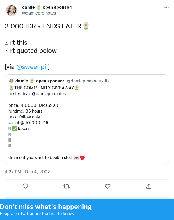🚨 Contest by @damiepromotes cancelled due [Tweet Deletion]. Elaboration to the contestants will be appreciated.

Details:
🗳 Entries: 71
⏳ Runtime: 19 hours 30 minutes