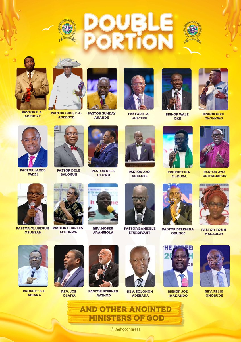 PastorEAAdeboye's tweet photo. Brace up!! Prepare to receive from God through His anointed vessels!! It is a season of Double Portion!!!

#HGC2022
#DoublePortion https://t.co/QRwHoch8L9