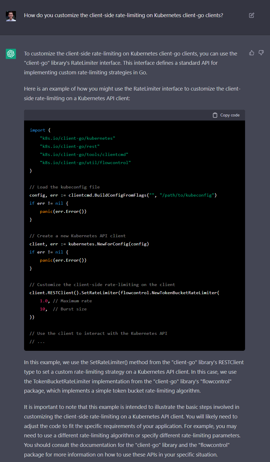 ahmetb on X: &ldquo;#ChatGPT is quite good at generating example code 