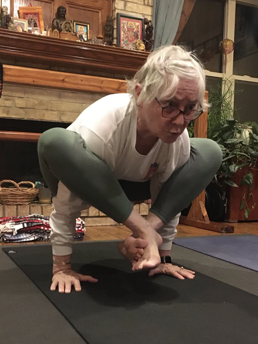 In Light on Yoga, Mr. Iyenar wrote that Bhujapidasana makes the body feel light: "All that is needed is strength of will." #IyengarYoga