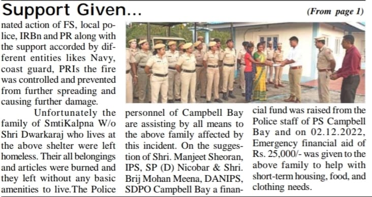 SP_Nicobar_ANP's tweet photo. A noble gesture by SDPO Brijmohan Meena and Police staff of  Campbell bay @MediaRN_ANI @DGPANIslands @AndamanPolice https://t.co/ROhqheD38Z