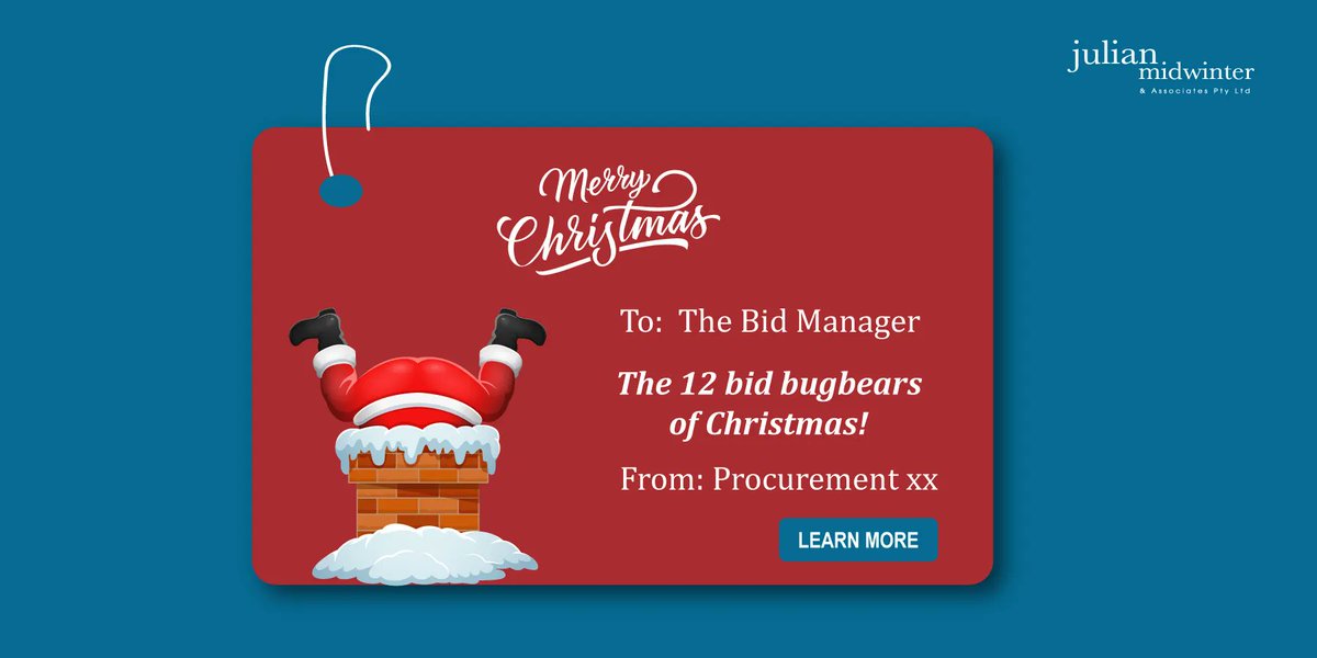 jma_bdtips's tweet photo. A very special Christmas carol from JMA dedicated to all the bid managers, tender writers and others giving up their holidays to work on RFTs…

Find out more at JMA's latest blog: https://t.co/30GPSYUFzZ

#bahhumbug #merrychristmas #12daysofchristmas #santaiscoming https://t.co/xzj1Cp7oim