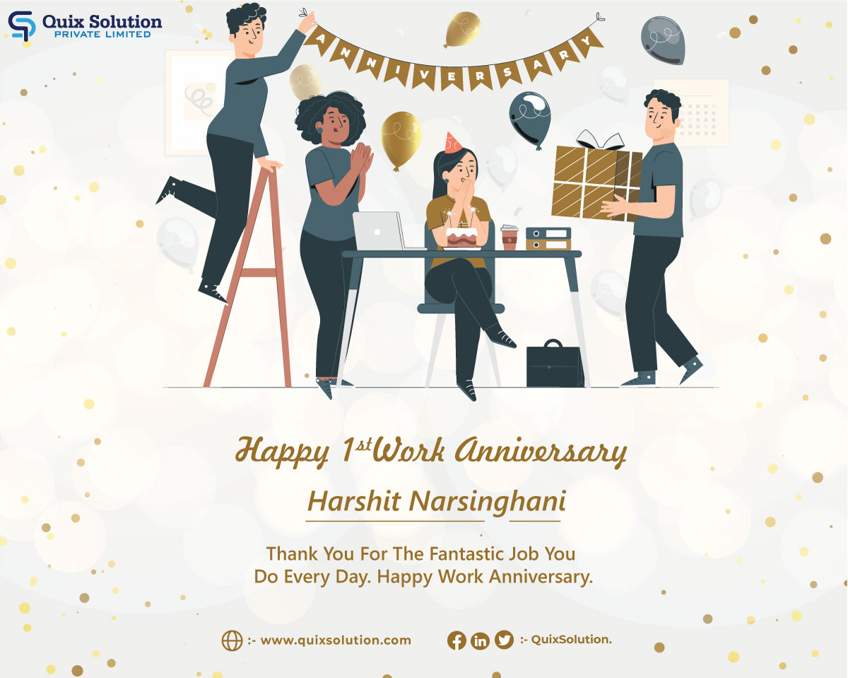 QuixSolution's tweet photo. The happiest 1st work anniversary to the bright and talented. HARSHIT NARSINGHANI You have brought about a culture of the most impeccable work ethic. Your contributions to the company have been nothing short of remarkable. Thank you!!.
#workanniversary #1years #wor
#QuixSolution https://t.co/GcqeFWN6q8