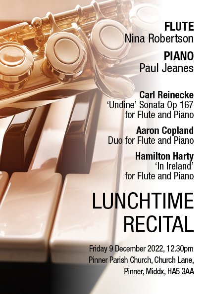 Our conductor Paul Jeanes is playing in a recital in Pinner this Friday. Do go along, it promises to be really good!!