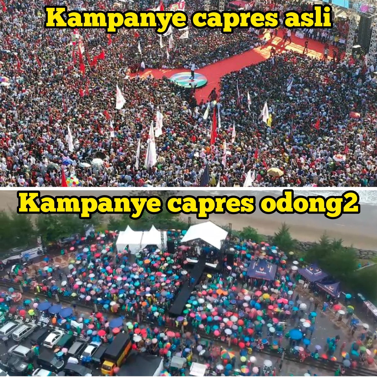 Emang beda kelas kalo yg kampanye capres asli (resmi) dibanding capres odong-odong (palsu).🫣