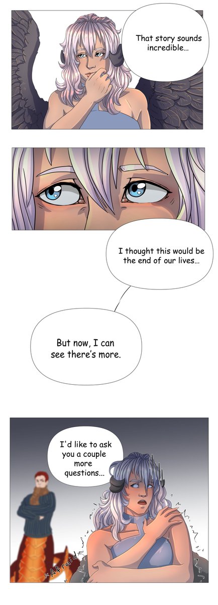 theabnormals19's tweet photo. Chapter 2
Page 18
Artist: @ulyri_ 

Hearing Elspeth's story, Florina comes to the idea that maybe there's a chance for her own life. 

But it will take some time for her to get used to seeing a snek girl, no matter how much everyone says she's just a cuddle noodle. https://t.co/Og1QmkBuIX