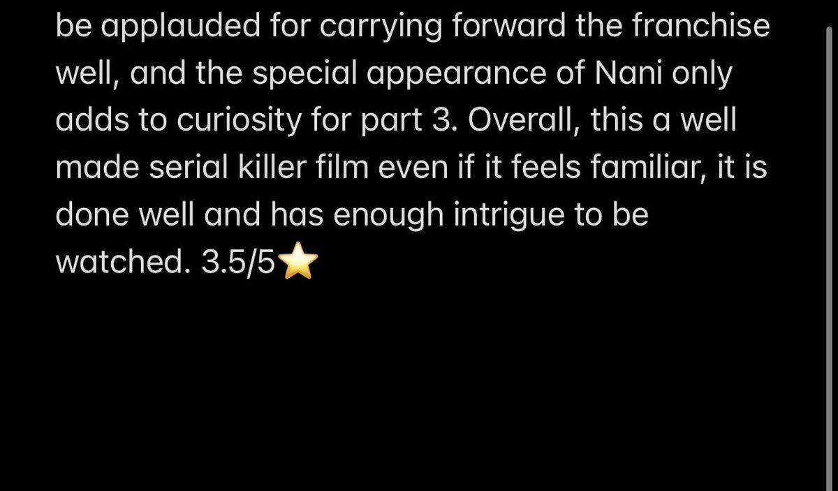 JJsmoviereviews's tweet photo. #HIT2 ( Telugu|2022) - Theatre
3.5/5⭐️ full review below ⬇️

#Hit2TheSecondCase #HIT2onDec2 #HIT3 #hit2review #AdiviSesh #RaoRamesh #TanikellaBharani #KrishnaMuraliPosani #SaileshKolanu #Nani #Tollywood #Telugu #TeluguCinema #KD #HIT2Hindi #hit2trailer #Hit #VishwakSen https://t.co/aXGgsh7MIV
