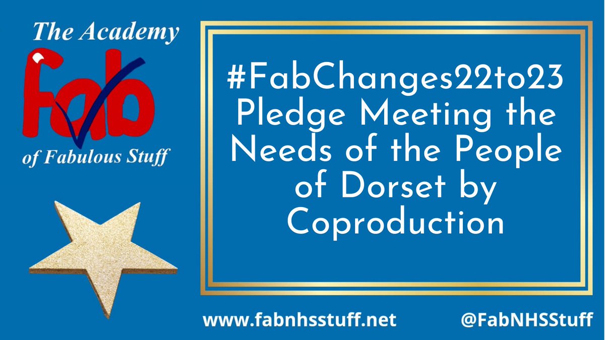 FabNHSStuff's tweet photo. Check out this #FabPledge share around meeting the needs of the people of Dorset by coproduction.
We can't wait to see how this pledge grows through the different modules of #FabChanges22to23...
https://t.co/OeAM9Bbo8L
@RoyLilley @UHD_NHS https://t.co/kMkWfVqMmv
