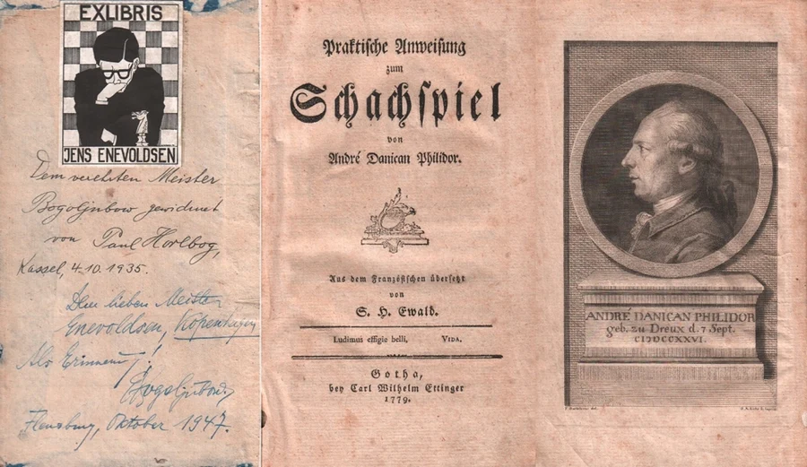 babel56's tweet image. #ChessLiterature #RareBook #ChessAutographs

#Philidor1779 👇
Copy from the #chess collection of #LotharSchmid.
With frontispiece #portrait of #FrançoisAndréDanicanPhilidor.

#ChessHistory #ExLibris #bookplate #PaulHorlbog #EfimBogoljubow #JensEnevoldsen #ChessInVisualArts 
1/2