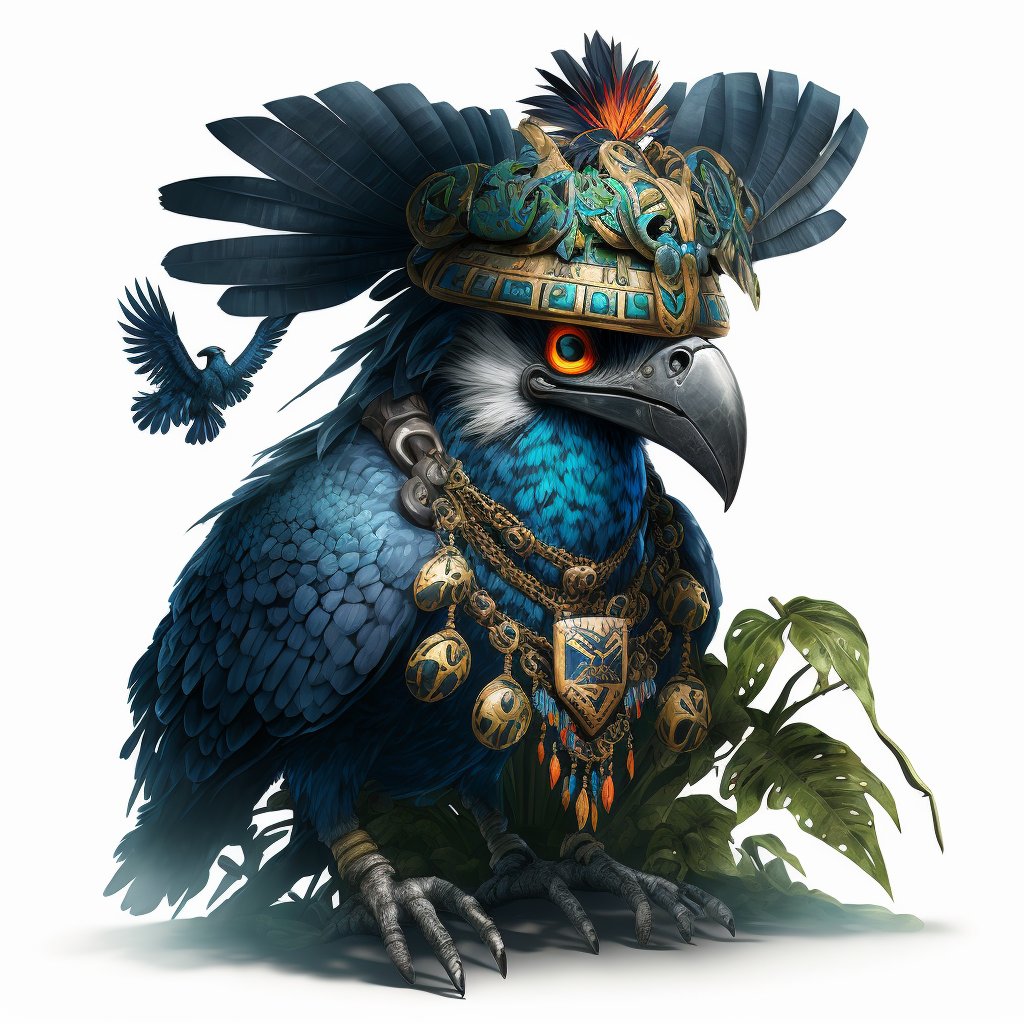 FlockingAI's tweet photo. Freya (Nahuatl Eagle)
is a majestic bird of prey found in Central America and a mischievous personality. It is known for its elaborate courtship rituals and fierce protectiveness of its nest. A group is called an invasion

https://t.co/MF1Rfaann2 
#FlockingAI #Art #Birds https://t.co/At9KZgYWN1