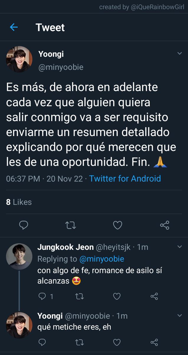 iQueRainbowGirl's tweet photo. NamGi AU. | El ensayo de Namjoon.

Donde Yoongi hace un twitt bromeando sobre que si alguien quiere salir con él debe hacer un escrito explicando porqué lo merece. Pero Namjoon se lo toma muy en serio.

#namgiau #yoonnam #namgi https://t.co/KSO0xpYRGw