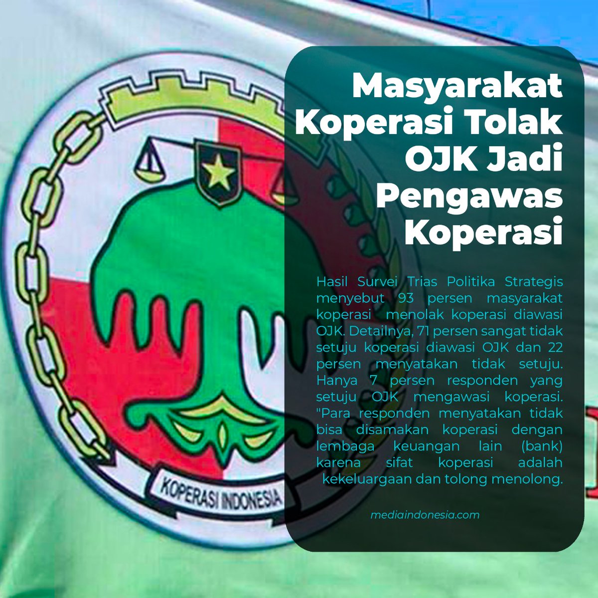 aregoes25's tweet photo. Bukannya Koperasi bukan ga mau jadi besar. Namun kita mau membangun semangat gotong royong dan kekeluargaan. Tetap di bawah @KemenkopUKM

#TolakOJKdiKoperasi https://t.co/nutLf0MYYR