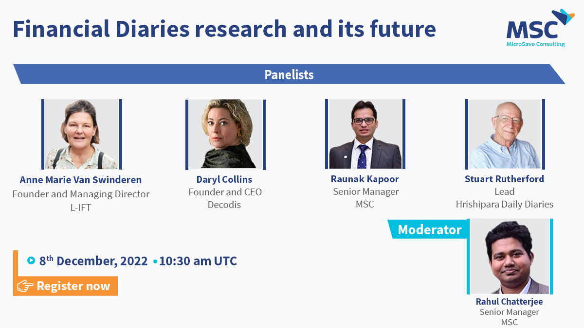 MicroSave's tweet photo. Diaries research is a powerful tool to deep dive into the financial &amp; economic lives of the #LMI segment.

Want to learn tips &amp; tricks for conducting #diariesresearch and take a glimpse at the future of this powerful research?

Register here 👉 https://t.co/WJmFfANMgm https://t.co/2wA1qCIXtn