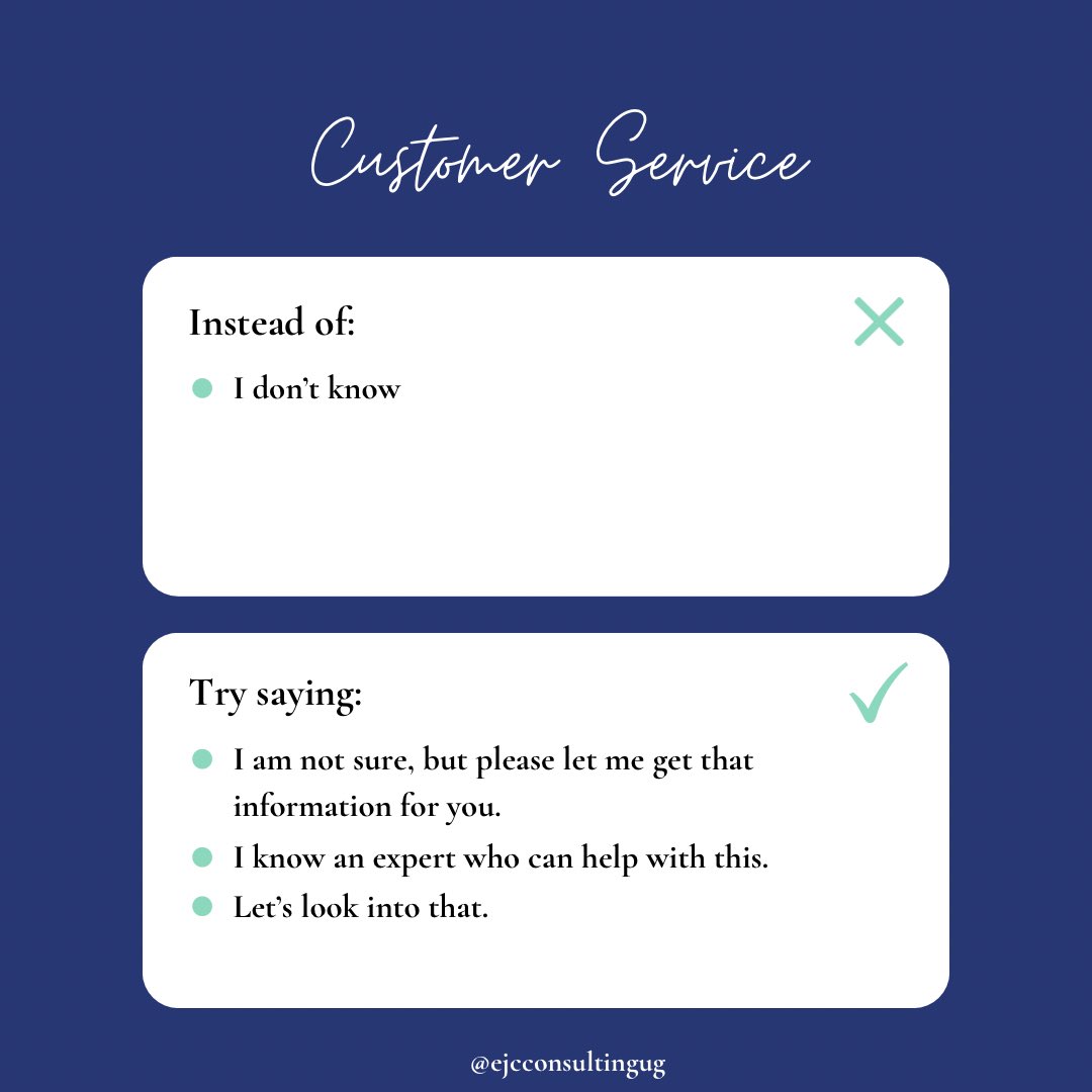 ConsultingEjc's tweet photo. Has this happened to you at work: a colleague/ client asks a question and you SHOULD know the answer… but you don’t.

The truth is, if you say I don’t know at work, it can sound unprofessional and sometimes embarrassing. Here are a few ways you can say it

Happy December 💕 https://t.co/uXbiQ7U89K