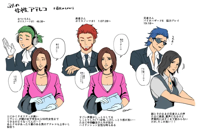 女性アテレコ差のここスキー
※個人解釈と好みです 