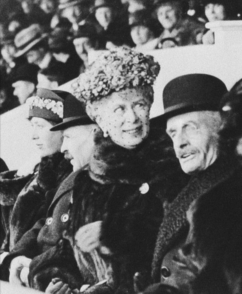 ejaleigh's tweet photo. April 1922 Members of the Royal Family, watching a football match in the Aldershot Military Stadium, including Queen Mary &amp; Princess Mary. The football match was between 1st Battalion Wiltshire Regiment and 2nd Battalion Royal Welsh Fusiliers, on Easter Monday (Wiltshire won). https://t.co/hwQ6ty5YvB