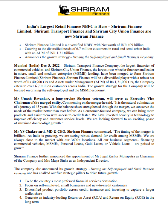 YashasInfinite's tweet photo. Shriram #Transport #finance #company Limited has informed that #Press release dated 05-Dec-2022 being issued by Shriram #finance Limited

Source: #NSE  #BSE  
#stockmarket #investing 
#SRTRANSFIN https://t.co/CffSv9OtvK