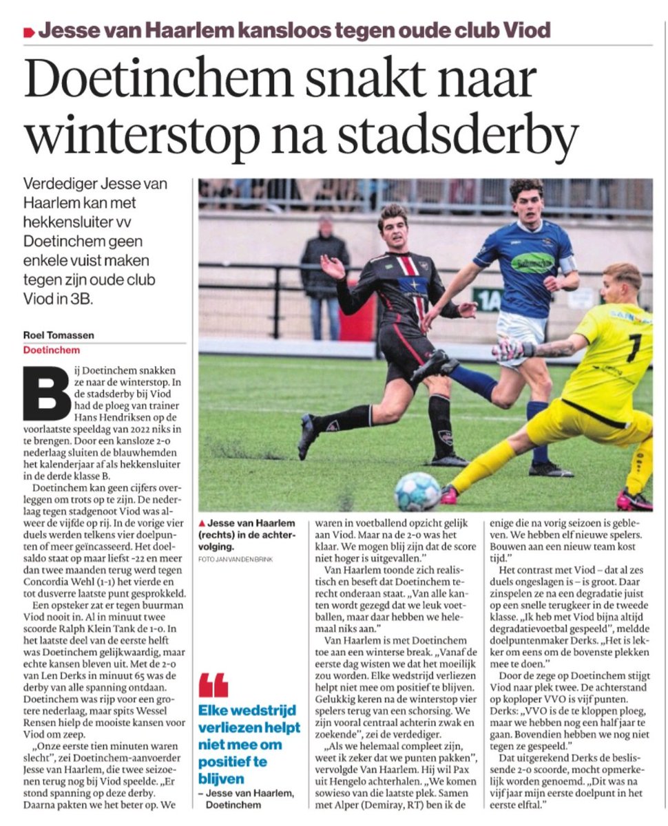 Doetinchem snakt naar winterstop na verloren stadsderby tegen Viod.