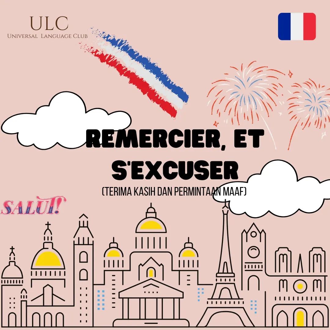 ULC_Indonesia's tweet photo. Hello, everyone! 🙋♀️🙋♂️
It's time for us to learn French 🤩
Bagaimana mengucapkan kata terima kasih dan maaf dalam bahasa Perancis? Untuk lebih detailnya geser ke slide selanjutnya ya! 😉
#ulc #universallanguageulc #ayobelajarbahasa #letsstudy #French https://t.co/RUzxYc46Rc