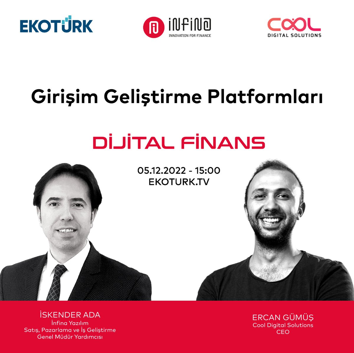 Genel Müdür Yardımcımız <a href="/iskenderada/">İskender ADA</a>‘nın her Pazartesi <a href="/ekoturktv/">EKOTÜRK</a> 'de canlı yayınlanan "Dijital Finans" programının bu haftaki konuğu <a href="/cooldigitalsol/">Cool Digital Solutions</a> CEO’su Sn. <a href="/ercgumus/">Ercan Gümüş</a> olacak. 

📺 Ekotürk
📆 5 Aralık Pazartesi
🕒 Saat 15:00
👉🏻 lnkd.in/dB6fycw